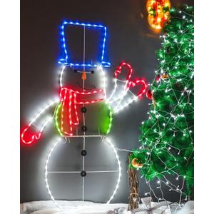 5FT 195 LED Snowman Light, Colorful Neon Light Sign Animated Christmas Decoration for Indoor Outdoor Yard Home Garden Christmas Festival Party Decoration