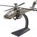 OANMYJJO Helicopters for Boys AH-64 Longbow Apache Helicopter Model Airplanes,Diecast Military Attack HelicopterModel Airplane with Light and SoundSuitable for Military Lovers to Collect and Gift.