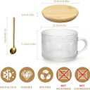 2 x DOPUDO Vintage Glass Coffee Mugs, Overnight Oats Containers With Lids,Glass Cup With Sealed Lid and Spoon,Glass Coffee Mugs, Coffee Bar Accessories, Ideal for Cappuccino, Latte(2-Pack,14oz)