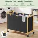 Homykic 250L Laundry Sorter Cart with Wheels, 3-Section Rolling Laundry Basket with Removable Bags, 66 Gal Large Laundry Hamper Organizer, Heavy Duty Bamboo Frame, Water-Resistant, Black