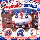 50 Pcs 4th of July Mini Gnomes Set with Acrylic Display Box, 1.4 Inch Tiny Patriotic Gnome Figures, Red White Blue USA Flag Mini Ornaments for Independence Day Party Favors & Table Decor