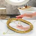 GUOER Vintage Antique Decorative Bathroom Vanity Tray Decor Mirror Tray for Dessert Table Coffee Table Vanity Home Decor Serving Tray with Handle Gold