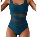 B2prity Women's Mesh One Piece Swimsuit Tummy Control Sexy Bathing Suit Push Up Swim Suit Slimming Swimwear M