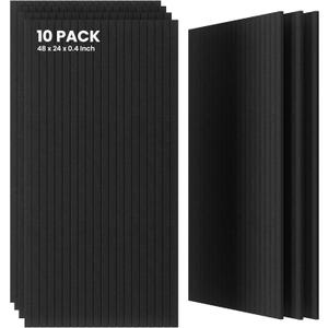 10 Pack Large Acoustic Panels,48 x 24 x 0.4 Inch Sound Proof Foam Panels for WallsPremium Noise Dampening Panels,Sound Panels for Media Room, Office and Studio,Black