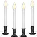 Electric Window Candle Lights with Auto Sensor, Dusk to Dawn Candle Lamps with Nickel Plated Base, 9 Inch Plug in Window Lights with 0.6W LED Shatterproof E12 Bulbs for Christmas Decor, 4 Pack