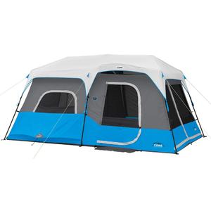 CORE Instant Cabin Tents with LED Lights | 6 Person / 9 Person / 12 Person Family Multi Room Lighted Pop Up Tents for Camping | Included Storage Pockets for Camping Accessories