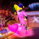 Shappy 6 ft Huge Mardi Gras Inflatable Decoration Flamingo with Crown Necklace Blow up Flamingo Carnival Built in LED Lights for Mardi Gras Garden Yard Indoor Outdoor Party Decoration