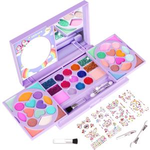 Kids Makeup Kit for Girls Real Washable Cosmetic 3+ Year Girl Birthday Gifts Pretend Play Toys for Girls 4-6, 6-8, 8-10 Non-Toxic