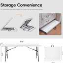 pollilar 6FT Folding Table Plastic 6 Foot Foldable Table HDPE Portable Banquet Surface Fold-in-Half Desk Utility for Working Meeting,Parties, Picnic, Camping, Weddings, Catering, Garden Dining-White