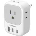 TESSAN Switzerland Travel Plug Adapter, Type J Switzerland Power Adapter with 4 Outlets 3 USB (2 USB-C), Swiss Plug for US to Rwanda Jordan Liechtenstein Madagascar, Travel Essentials