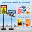 4 Pack Sign Holder Stands - 11 x17 inch Standing Sign Stand, Adjustable Poster Sign Holder Pedestal Floor Sign Stand, Aluminum Snap Open Frame for Vertical & Horizontal View Sign Stand, Black