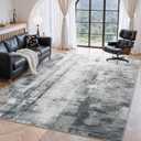 Abstract Area Rug Washable Rug with Non-Slip Backing Low Pile Area Rugs for Living Room, Bedroom, Dining Room,4x6, Grey