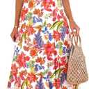 popvil Women Summer Maxi Dress 2026 Spaghetti Strap Long Beach Dress Boho A-Line Flowy Casual Sleeveless Sun Dress, XL 