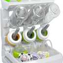 Baby Bottle Drying Rack for 6 Bottles, Vertical Cup Drying Holder, Space Saving Countertop Standing Bottle Dryer Rack for Baby Accessories & Pump Parts (Small White&Grey)