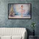 XWNLTEPK Snowy Ballet Christmas Tree Canvas Print Poster Wall Art Wall Decor Winter Atmosphere Poster Suitable for Living Room Bedroom Farmhouse Home Decor Christmas Snow Pine Tree (8x12in Black Framed, A06)