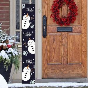 Christmas Porch Sign Let It Snow Winter Front Door Hanging Decor Welcome Wooden Vertical Indoor Outdoor Standing Sign For Garden Home Yard Farmhouse Rustic 47.2 x 7.8 Inch (Blue)