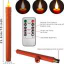 Flameless Taper Candles -10 inch 6 Pack Orange Candle Sticks with 3D Flickering Effect & 10-Key Remote, Realistic Battery Operated Candlesticks for Christmas Decor, Weddings, Halloween, Home Decor