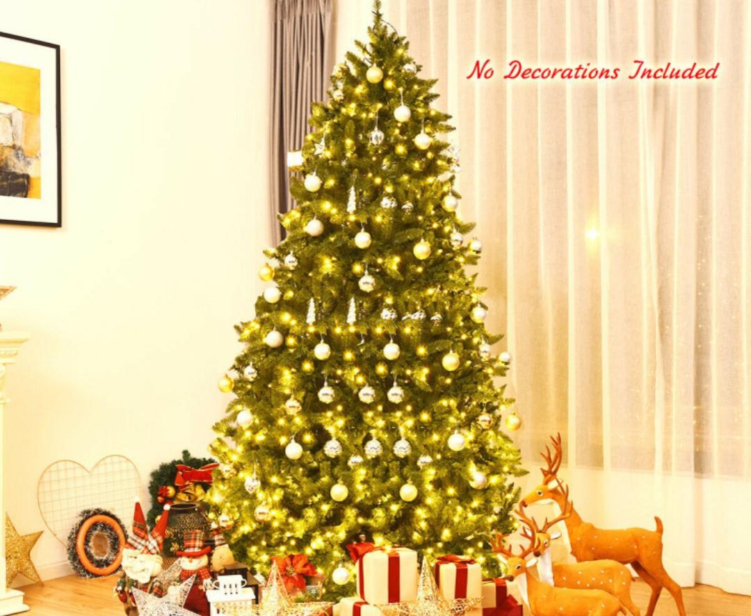 7.5 Feet Artificial Fir Christmas Tree with LED Lights and 1968 Branch Tips