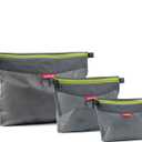 pack all 3 Pcs Water-resistant Material Zipper Pouch Set, Mesh Zipper Bags for Storage, Travel, Office (Gray) (Grey)
