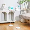 2 Pack Metal Wooden Drink Table Small Martini Cocktail Table Round Cocktail Stand Weighted Base Modern End for Small Spaces Bedroom Sofa Couch Chair Patio (White)