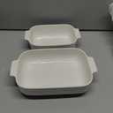 MALACASA Casserole Dishes for Oven, Ceramic Baking Dishes Set of 2, Rectangular Lasagna Pan Deep Baking Pans, Bakeware Sets with Handles Gift Set, White (11.7''/9.4''), Series BAKE