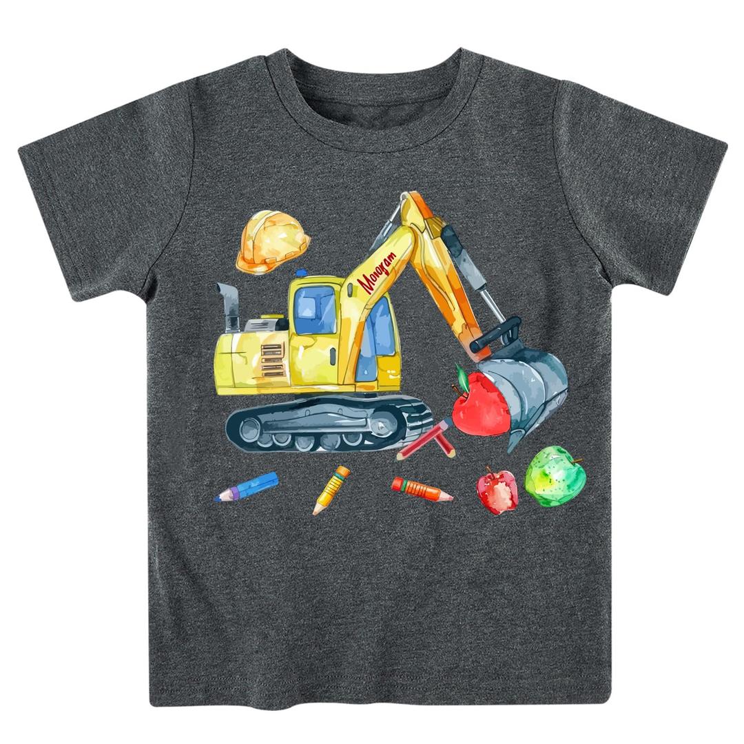 Back to School for Boys, Excavator Graphic T-Shirt Back to School Funny Tees Toddler Short Sleeve Tops Size 5T (S)