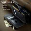 for iPhone 16 Pro Max Case Wallet with RFID Blocking 2-Zipper Pockets & 8-Credit Card Holder Slots & Wrist Strap | Vintage Soft PU Leather Magnetic Snap Flip Protective Phone Cover, Black