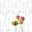 PHOSPHOR Hurricand Candle Holder 12 PCS, Glass Pillar Candle Holder, Clear Glass Cylinder Candleholder Glass Cylinder Vase for Centerpieces Wedding Party Decoration