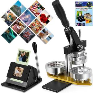 Magnet Maker Machine, 2x2 in DIY Photo Magnet Making Machine with Heavy-Duty Paper Cutter +200 Sets Supplies + 100pcs Photo Paper
