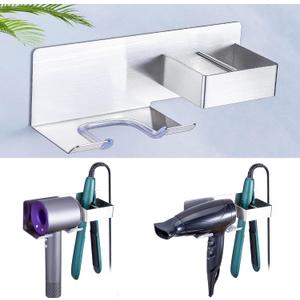 Hair Straightener Holder for Wall, Adhesive Straightener Holder, Blow Dryer Holder Wall Mounted, Stainless Steel Hair Dryer Holder Curling Iron Organizers Storage, Bathroom Hair Tools Holders