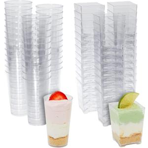 Juvale Mini Dessert Cups - 72-Piece Clear Plastic, 3oz & 5 Oz - Disposable & Reusable Dessert Shot Glasses & Appetizer Cups for Weddings, Baby Showers, Birthday Parties