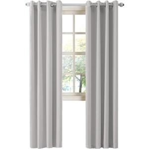LA PALMA Thermal Insulated Blackout Darkening Grommet Living Room Curtains Window Drapes for Bedroom Pack of 2 Panels,52"W x 84"L (Pack of 2), Light Grey