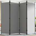Yettsoy Room Divider 6FT Tall Folding Privacy Partition Screen, 88'' W Portable Wall Divider for Room Separation, Freestanding 4 Panel Room Divider Panel Privacy Screen for Dorm Studio Office, Grey