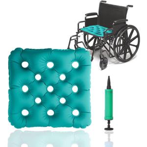 Inflatable Seat Cushion for Wheelchair, TPU Anti-Bedsore Waffle Seat Pad for Bedridden Elderly Disabled Prolonged Sitting Pain Relif with 2 Air Pump, 16" x 16", Set of 2