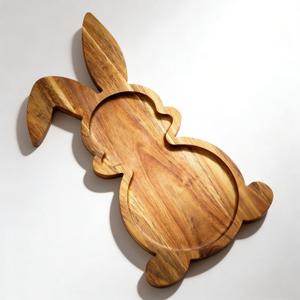 Easter Bunny Serving Wood Trays(16.9x9.8), Nested Rabbit-Shaped Wooden Cheese Board Set, for Easter or Spring Country Decor