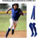 XZQTIVE Over the Knee Baseball Socks and Belt Combo Set for Kids Youth Adult Pink Softball Soccer Socks for Boy Girl (Blue)