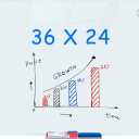 maxtek Magnetic Glass Dry Erase White Board, 36 x 24 Inches Glass Board for Wall Mounted, Includes 6 Magnets, 3 Markers and 1 Eraser for Classroom Home, Office Supplies (White)