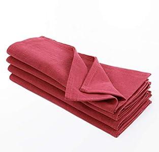 Caldo Linen Dinner Napkins - Soft and Durable Cloth - 4 Pack - 20x20 inch (Burgundy)