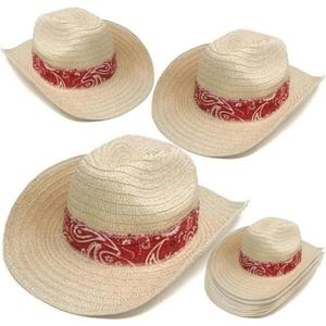 Podzly 12 Piece Straw Cowboy Hats - Stylish Western Cowboy Hat for Men and Women - Ideal Summer Party Accessory