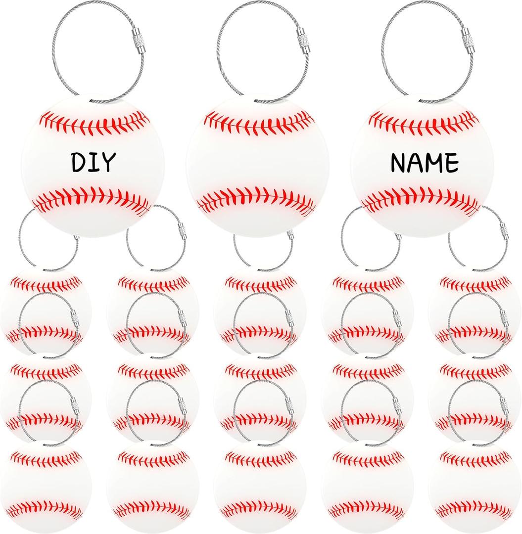 18 Pcs Baseball Luggage Tags for Suitcases Acrylic Baseball Travel Suitcase Labels with Metal Ring Luggage Name Funny Tags Gifts for Men Women Sport Travel