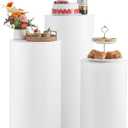 VEVOR Wedding Flower Stand, 3PCS 23.62/29.53/35.43 inch Round Cylinder Plinth, White Pedestal Stand with PVC Lid, Cylindrical Pedestal Stands for Wedding, Party, Birthday, Art Decor, 33.07 lbs Load