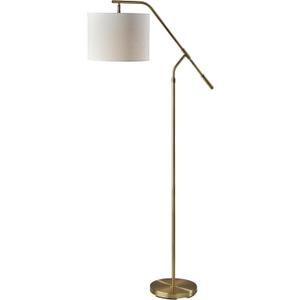Adesso Antique Brass Floor Lamp with Off-White Linen Shade  Adjustable Arm, 3-Way Switch, Accent Lighting for Bedroom, Living Room, or Home Office, 60 Tall
