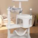 YUNIQUE 39.4'' Cat Tree with Cat Condo and Big Hammock, Beige