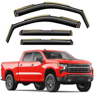 in-Channel Window Rain Guards Compatible with Truck Chevy Silverado/GMC Sierra 1500 2019-2025 Crew Cab Vent Visors Window Visors Extra Durable Window Deflectors Vent Shades Car Accessories