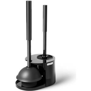 2 in 1 Toilet Plunger and Brush SetExtended Handle PlungerToilet Bowl Brush Plunger Set,Bathroom Cleaning Tools Toilet Brush Plunger ComboCleaning BrushBathroom Cleaning Supplies (Black)