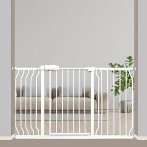 Vothco Extra Wide Baby Gate 53-57.5 Inch, Tension Mounted No Drilling, Auto Close Indoor Safety Gate for Stairs & Doorways - Metal Design for Kids and Pets, White