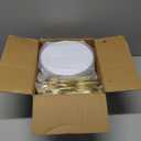 WELLIFE 100PCS White Plastic Dessert Plates and 100PCS Gold Disposable Forks, Premium Hard Dessert Plate 7.5, Appetizer Plastic Plates for Party and Wedding