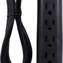 Prime Wire & Cable PB922009 6-Outlet Power Strip with Right Angle Plug and 14-3 SJT 3-Feet Cord, Black