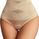 Avidlove Tummy Control Thong Women Shapewear Underwear Body Shaper Shaping Thong Panties Gridle (Large, Champagne)