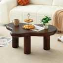 34"(L) Cloud Coffee Table, Modern Wood Coffee Table for Living Room, Accent Center Tables with 3 Legs, Small Tea Tables for Balcony, Patio, Bedroom, Walnut, 34" X 21" X 15" 